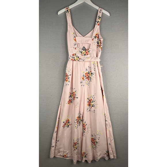 Anthropologie Akemi Kin Adia Jumpsuit Sz 6 Wide Leg Pink Floral Cottagecore - Picture 4 of 12